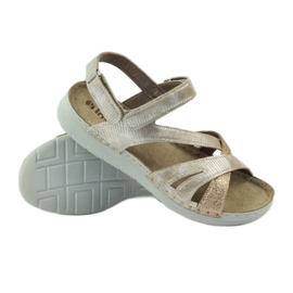 Sandales avec empiècement en cuir Inblu 004 doré brun jaune 3
