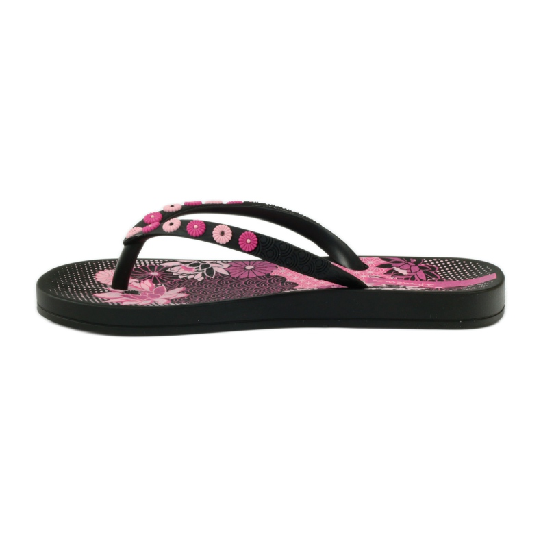Ipanema 82387 tongs fleuries noir rose 2