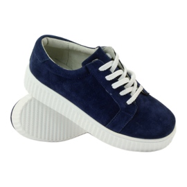 Chaussures Creepers en cuir Filippo 036 bleu marine 3