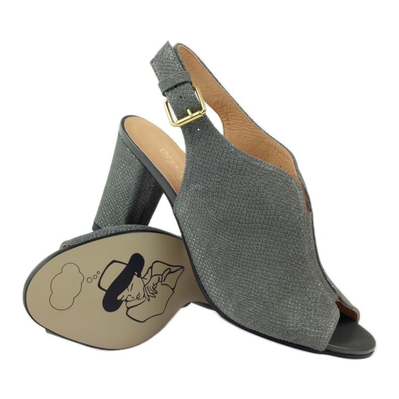 Espinto Sandales en cuir pour femmes 248 Cobra gris 3
