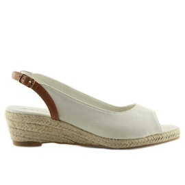 Espadrilles beiges beiges sur petit talon compensé 2