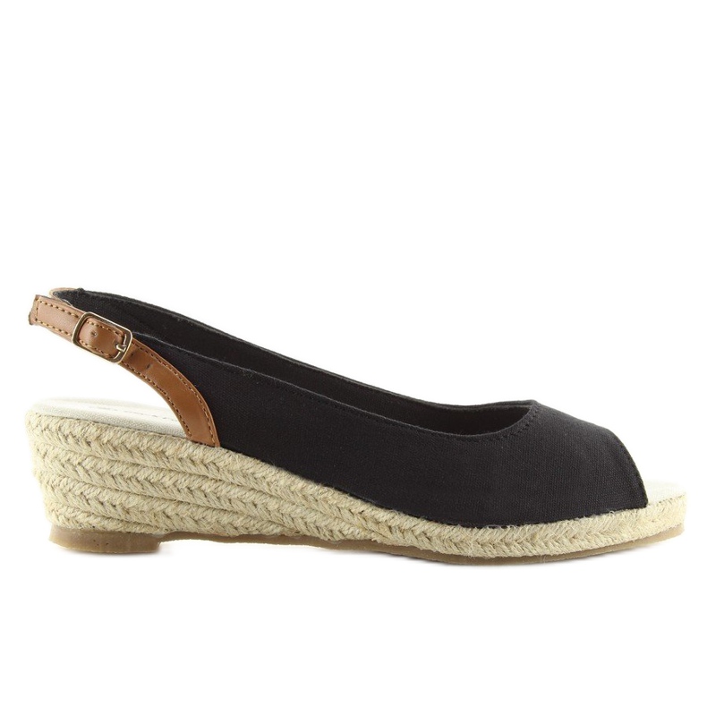 Espadrilles noires sur petit talon compensé 2