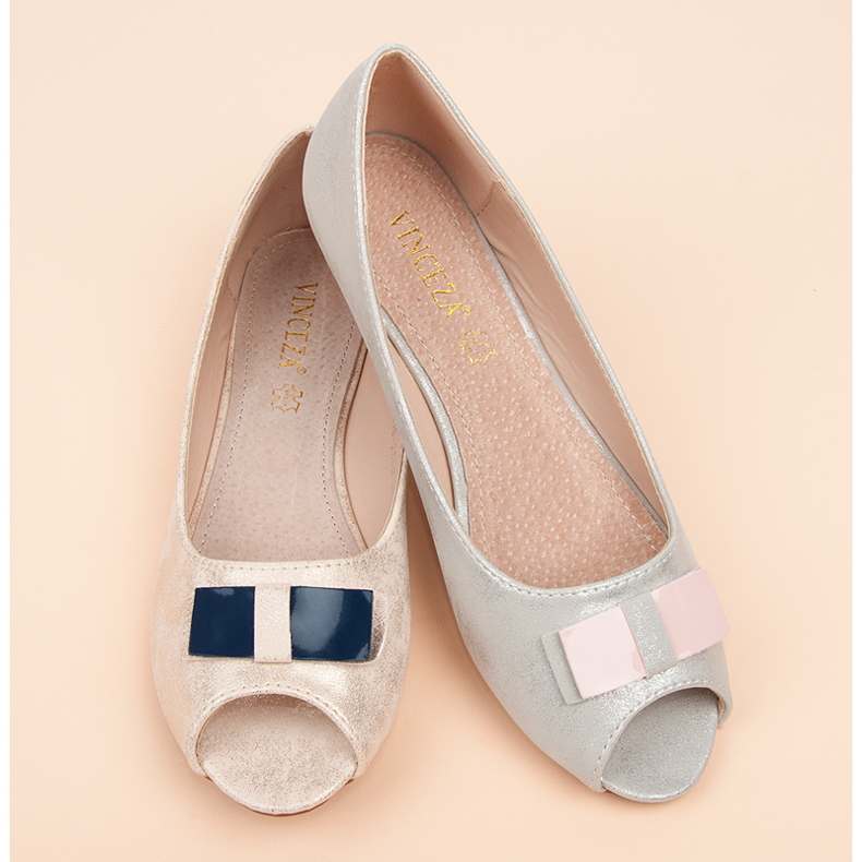 Ballerines vinceza à bout ouvert gris 1