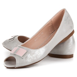 Ballerines vinceza à bout ouvert gris 2