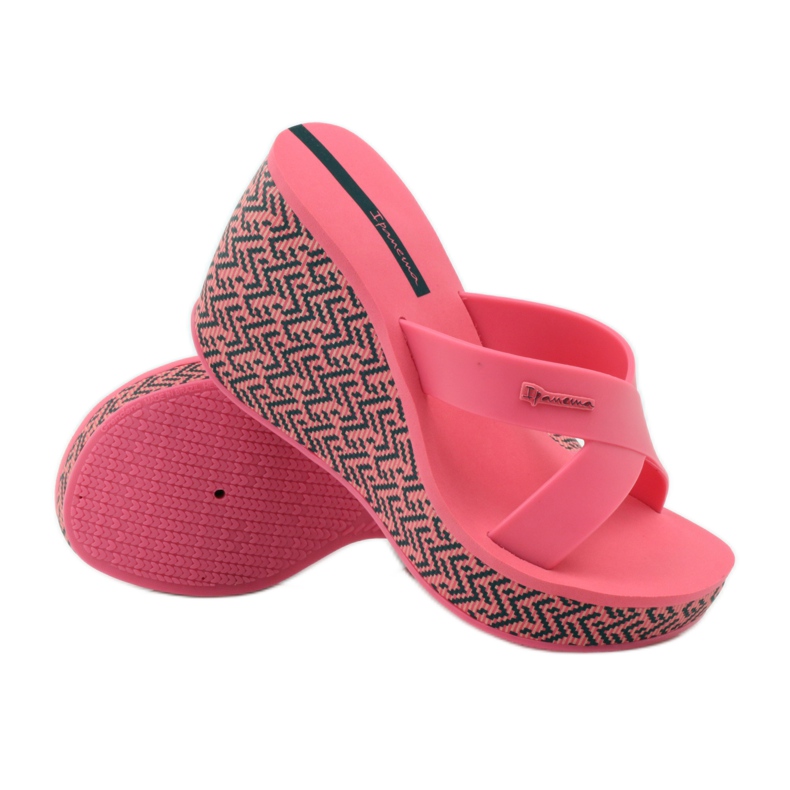 Chaussons compensés femme Ipanema 82288 noir rose 3