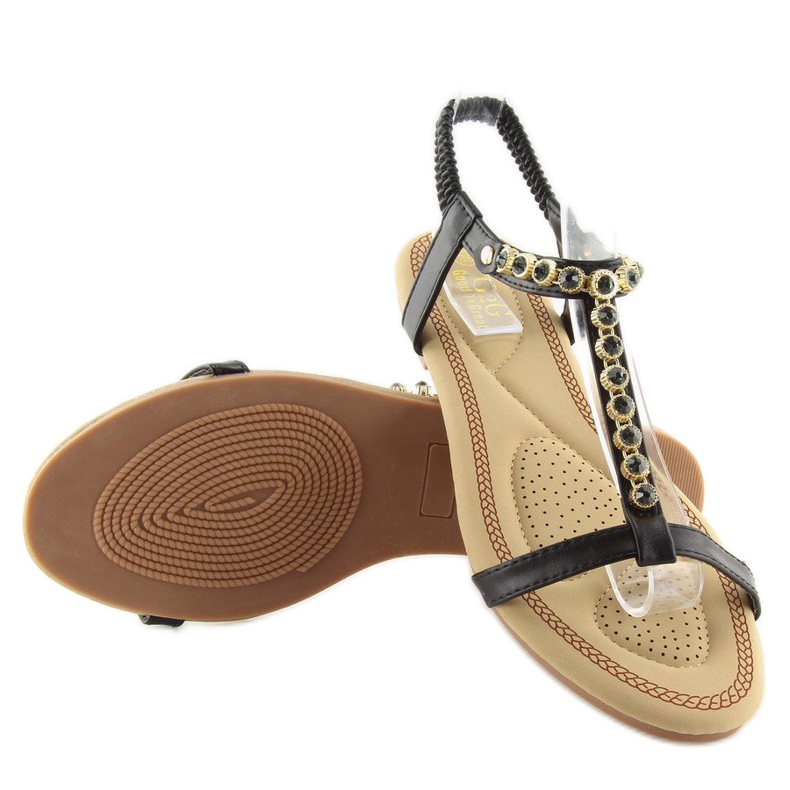 Sandales noires avec zircons cubiques AS10875 Noir le noir 1