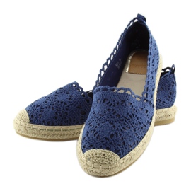 Jean BB11 espadrilles en dentelle bleu marine 1