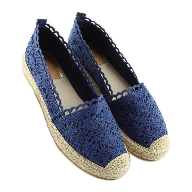 Jean BB11 espadrilles en dentelle bleu marine 2