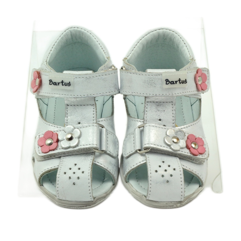 Sandales Bartuś pour velcro avec des fleurs en argent 4 Sandales Bartuś pour velcro avec des fleurs en argent 4