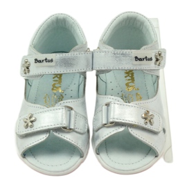 Bartuś Sandales de filles flexibles pour le velcro argenté-métallique 4
