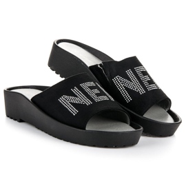 VINCEZA Pantoufles en Daim Noir le noir 3