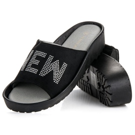 VINCEZA Pantoufles en Daim Noir le noir 4
