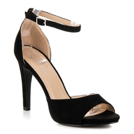 Sandales vinceza à talon en daim le noir 5