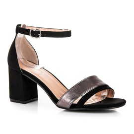 Sandales vinceza à talon en daim le noir 3