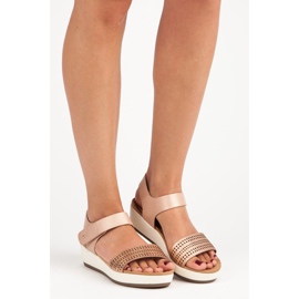 Sandales velcro vinceza élégantes rose 1