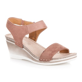 Sandales compensées en daim vinceza rose 3