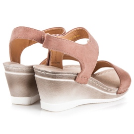 Sandales compensées en daim vinceza rose 4