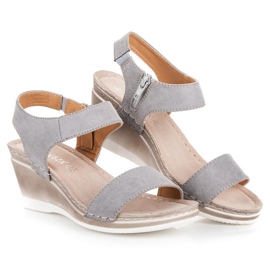 Sandales compensées en daim vinceza gris 6