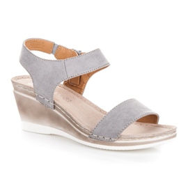 Sandales compensées en daim vinceza gris 3