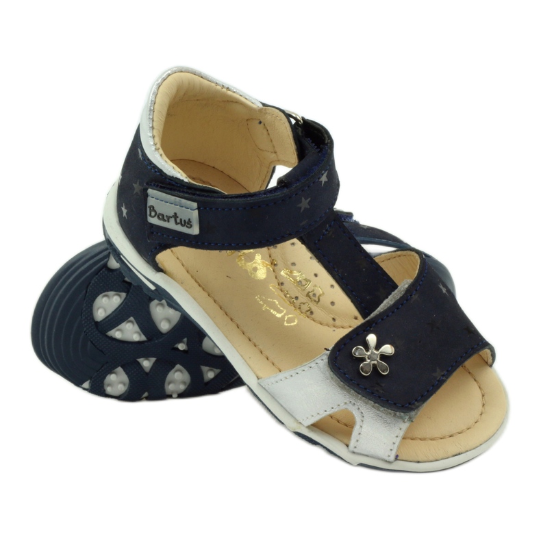 Sandales en cuir pour Velcro 138 Navy Blue / Silver Bartuś bleu 3