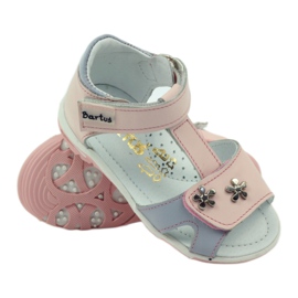 Sandales de fille en cuir pour velcro 138 rose bartuś gris 3