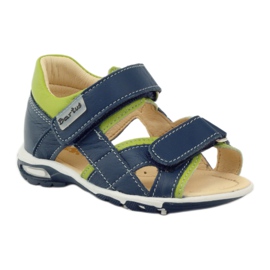 Sandales pour garçons en cuir pour Velcro 137 Navy / Green Bartuś bleu 1