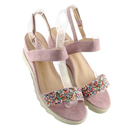 Sandales compensées basses mauve violette 2