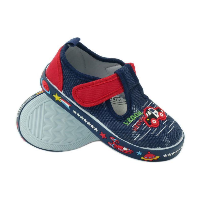 American Club Baskets à semelle intérieure en cuir américain bleu marine rouge 3
