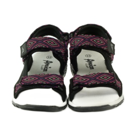 American Club Sandales avec empiècement en cuir américain 6102 violet noir 4