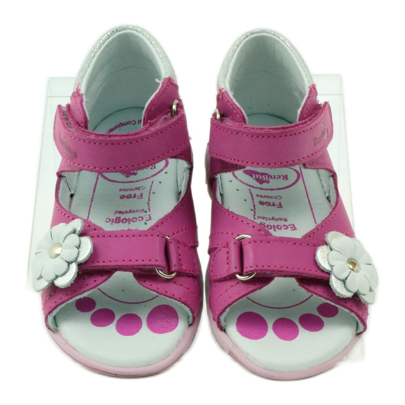 Ren But Sandales en cuir des filles en cuir avec une fleur 097 rose 4