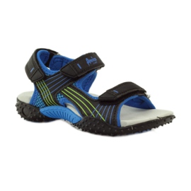 American Club Sandales avec empiècement en cuir américain 5261 noir bleu vert 1