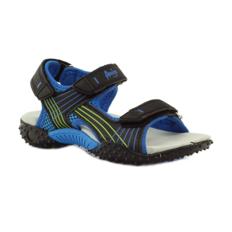 American Club Sandales avec empiècement en cuir américain 5261 le noir bleu vert 1