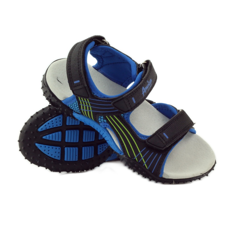 American Club Sandales avec empiècement en cuir américain 5261 le noir bleu vert 3