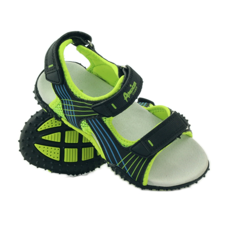 American Club Sandales avec empiècement en cuir américain 5261 vert le noir 3