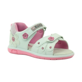 American Club Sandales pour enfants avec insert en cuir américain 87285 rose blanc 1