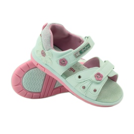 American Club Sandales pour enfants avec insert en cuir américain 87285 rose blanc 3