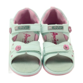 American Club Sandales pour enfants avec insert en cuir américain 87285 rose blanc 4