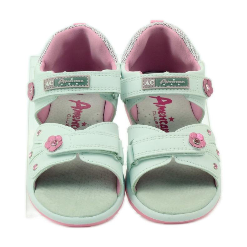 American Club Sandales pour enfants avec insert en cuir américain 87285 rose blanc 4
