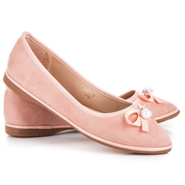 Ideal Shoes Ballerines élégantes en daim rose 4