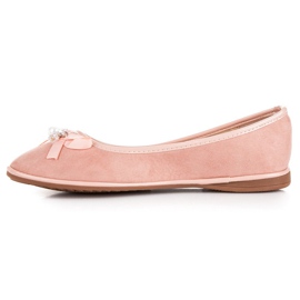 Ideal Shoes Ballerines élégantes en daim rose 5