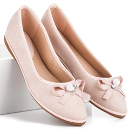 Ideal Shoes Ballerines élégantes en daim brun 5
