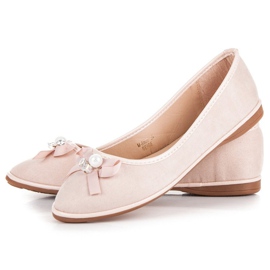 Ideal Shoes Ballerines élégantes en daim brun 4