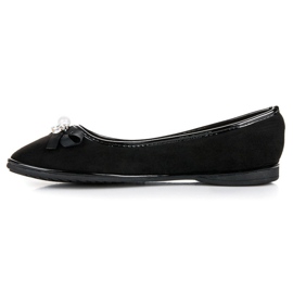 Ideal Shoes Ballerines élégantes en daim le noir 4