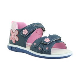 American Club Sandales pour enfants avec insert en cuir américain 87285 rose bleu marine 1