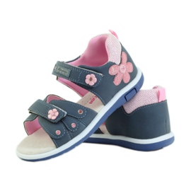 American Club Sandales pour enfants avec insert en cuir américain 87285 rose bleu marine 3