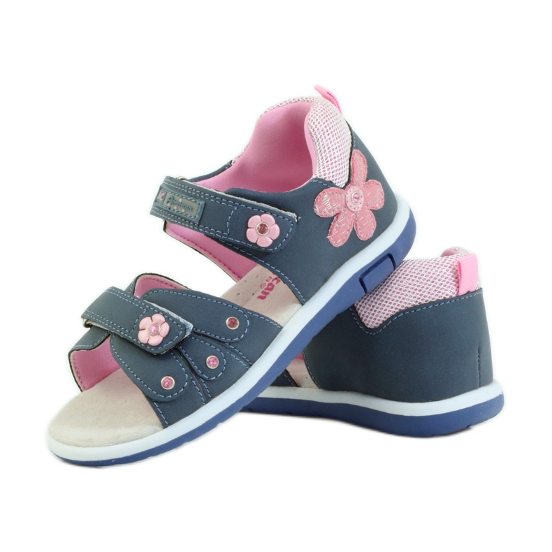 American Club Sandales pour enfants avec insert en cuir américain 87285 rose bleu marine 3
