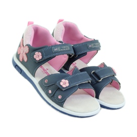 American Club Sandales pour enfants avec insert en cuir américain 87285 rose bleu marine 4