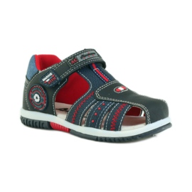 American Club Sandales pour enfants avec insert en cuir américain 87290 bleu marin rouge 1