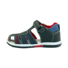 American Club Sandales pour enfants avec insert en cuir américain 87290 bleu marin rouge 2