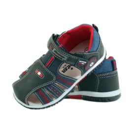 American Club Sandales pour enfants avec insert en cuir américain 87290 bleu marin rouge 3